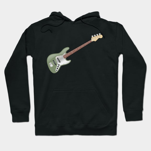 Vintage Avocado Green Electric J-Bass Hoodie by Vector Deluxe